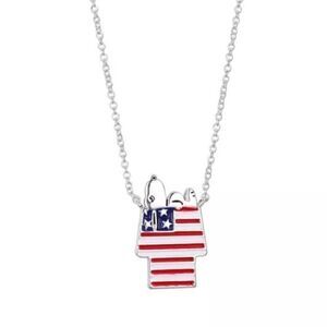 Unwritten Peanuts Silver Plated Snoopy Americana Dog House Pendant Necklace New